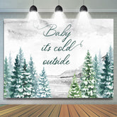 Lofaris Snowy Forest Its Cold Outside Baby Shower Backdrop